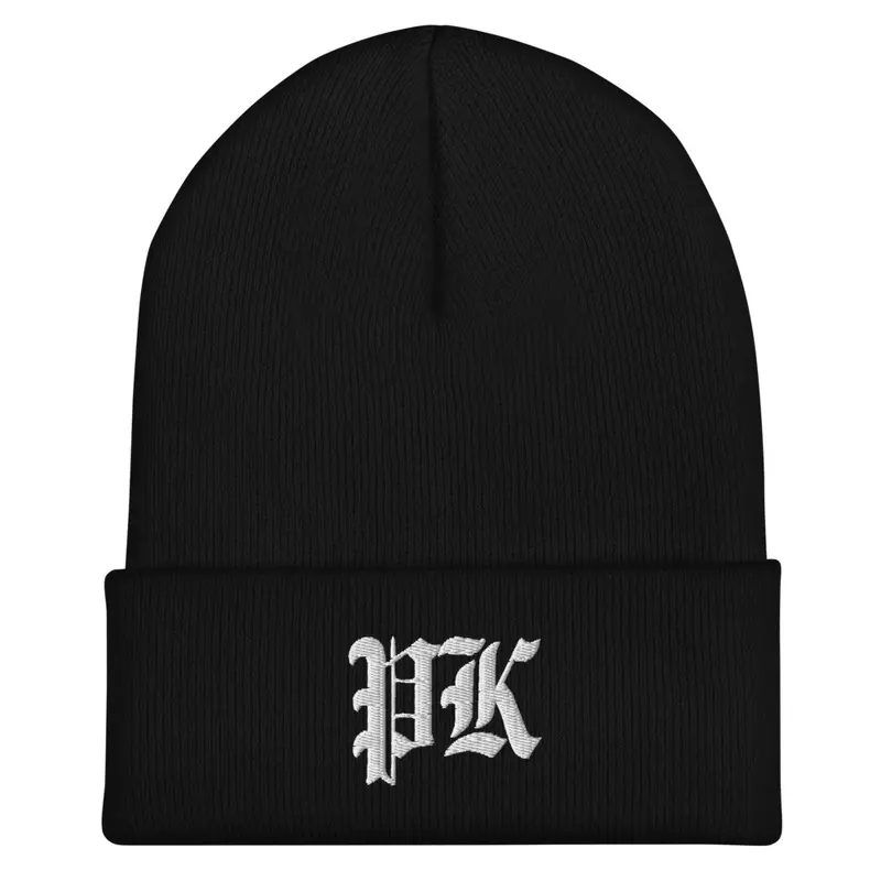 PK INITIALS EMBROIDERED BEANIE