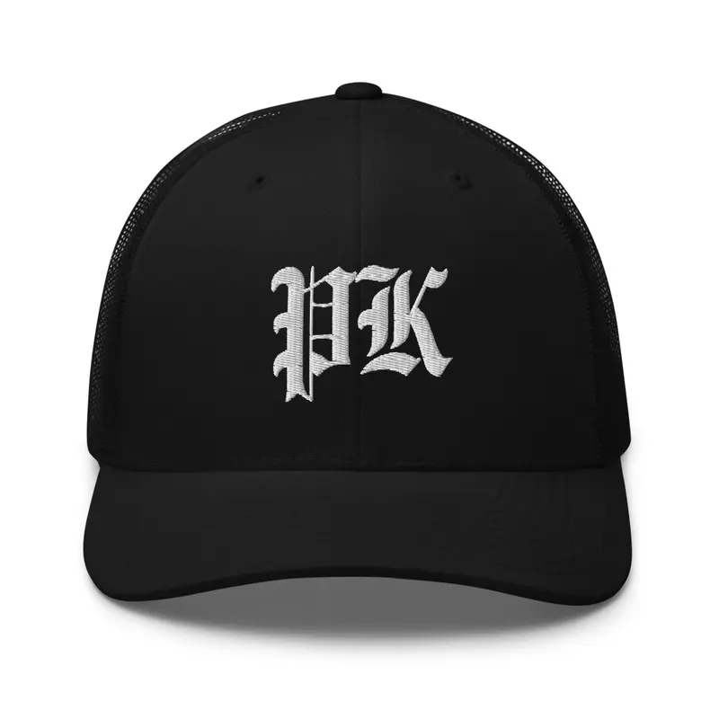 PK INITIALS EMBROIDERED TRUCKER HAT